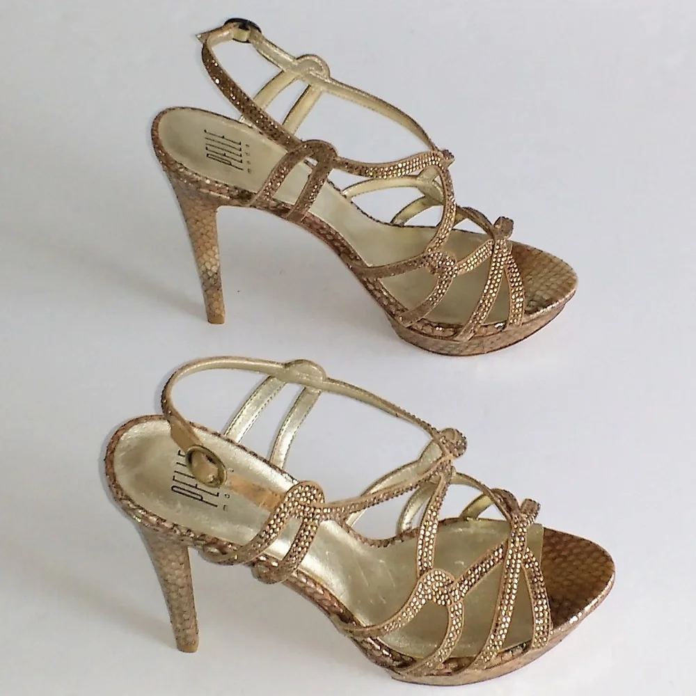 Pelle Moda crystal Italian leather platforms 9.5 M
